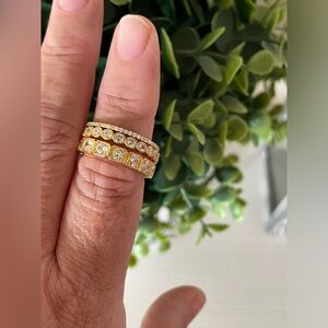 New 3 Sterling Silver Stacked CZ Rings Genuine Gold Over Sterling 925 Size 8